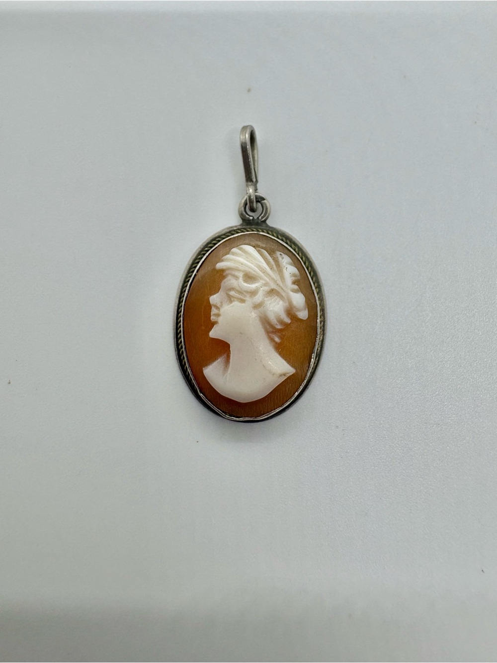 Vintage/antique carved shell cameo pendant 800 silver European